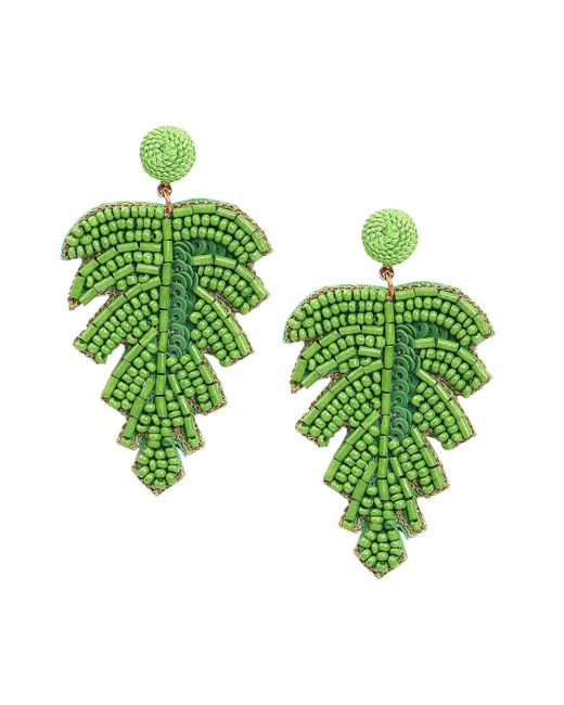 Sohi Beaded Leaf Drop Earrings