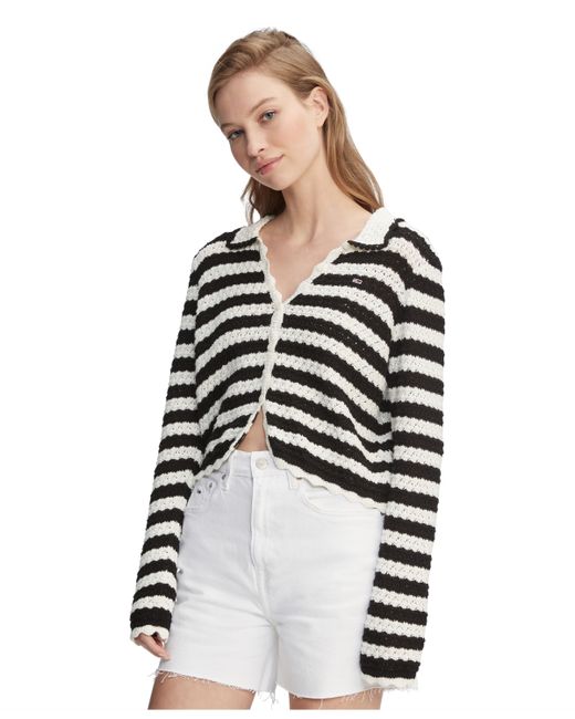 Tommy Jeans Crochet Striped Collared Cardigan Stripe