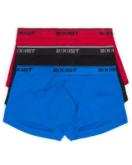 2(X)Ist Cotton Stretch 3 Pack No-Show Trunk Black/Skydiver Blue