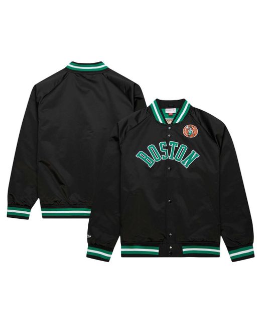 Mitchell & Ness Boston Celtics Big and Tall Hardwood Classics Wordmark Satin Raglan Full-Zip Jacket