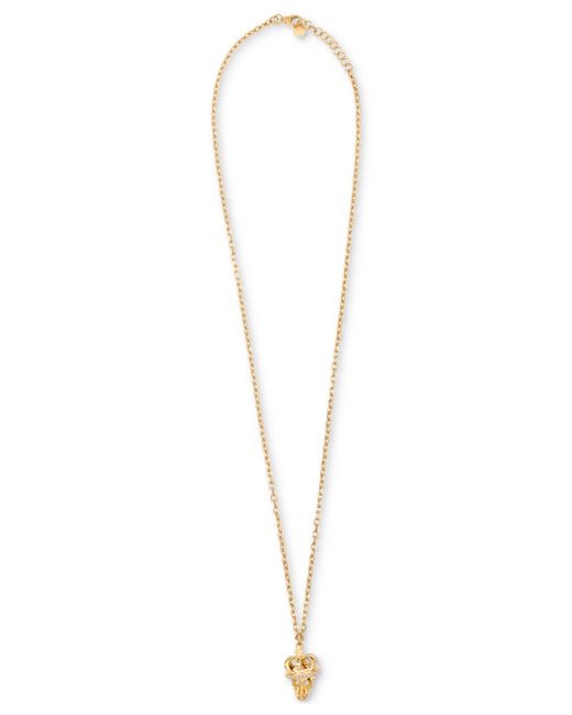 Philipp Plein Gold-Tone Ip Stainless Steel 3D Crowned kull Cable Chain 29-1/2 Pendant Necklace
