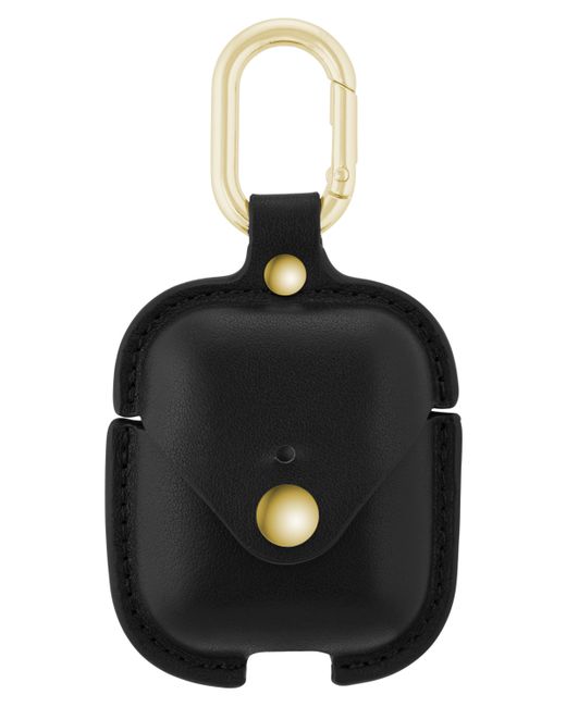 Withit Leather Apple AirPods Case with Gold-Tone Snap Closure and Carabiner Clip