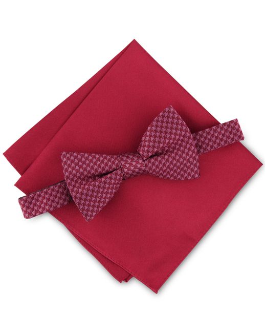 Alfani Houndstooth Bow Tie Pocket Square Set Created for