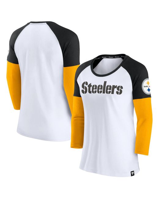 Fanatics Black Pittsburgh Steelers Durable Raglan 3/4-Sleeve T-shirt