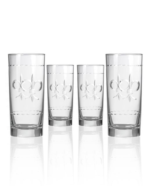Rolf Glass Fleur De Lis Cooler Highball 15Oz Set Of 4 Glasses