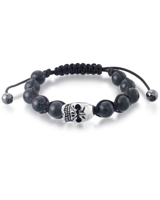 Andrew Charles By Andy Hilfiger Bead Skull Bolo Bracelet Stainless Steel Also Tigers Eye Agate