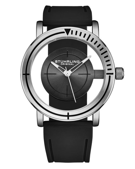 Stuhrling Black Rubber Silicone Strap Watch 42mm