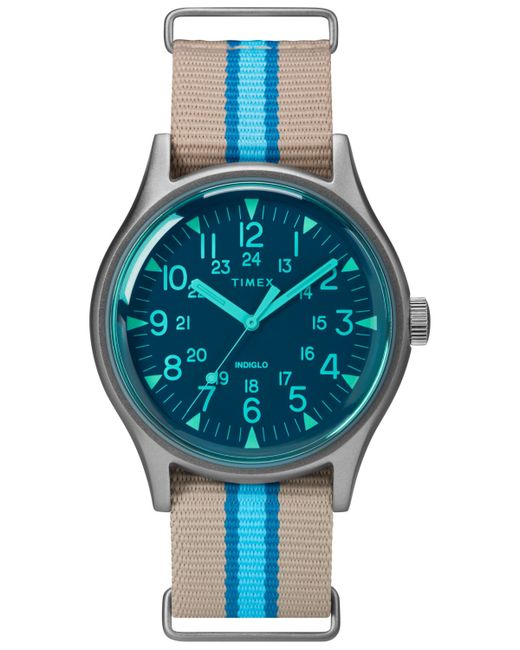 Timex Boutique Timex MK1 Aluminum California 40mm Tan with Blue Stripe Fabric Strap Watch