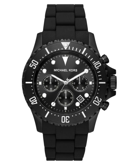 Michael Kors Everest Chronograph Ion Plated Stainless Steel and Silicone Bracelet Watch 45mm