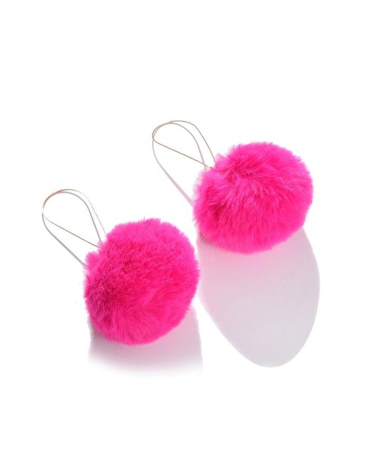 Sohi Fur Ball Drop Earrings