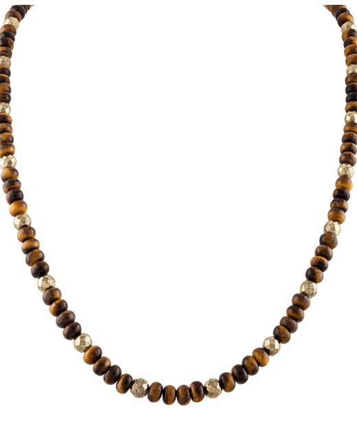 Bulova Marine Star Tigers Eye Beaded 22 Necklace 14k Gold-Plated Sterling