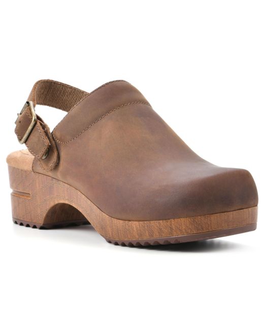 White Mountain Being Slingback Platform Clogs Leather