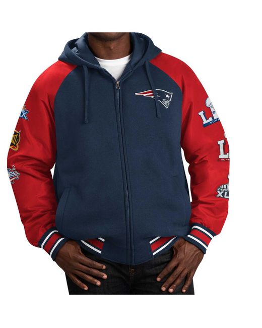 G-iii Sports By Carl Banks New England Patriots Defender Raglan Full-Zip Hoodie Varsity Jacket