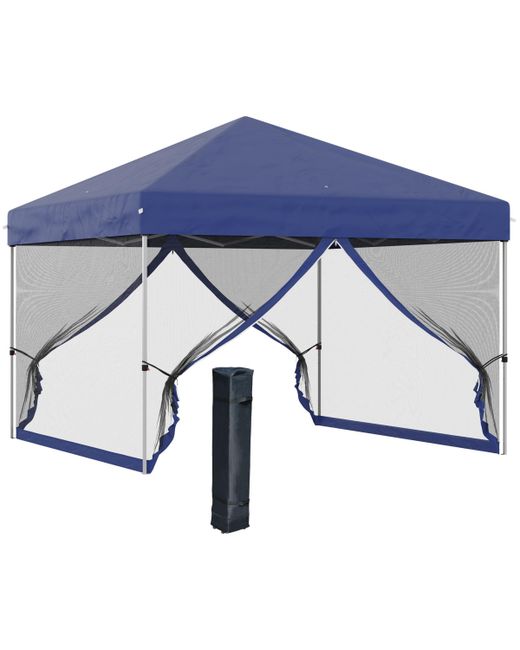 Outsunny 10 x Pop Up Canopy Party Tent with 3-Level Adjustable Height Easy Move Roller Bag
