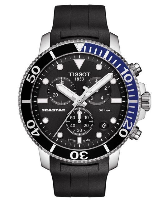 Tissot Swiss Chronograph Seastar 1000 Rubber Strap Watch 46mm
