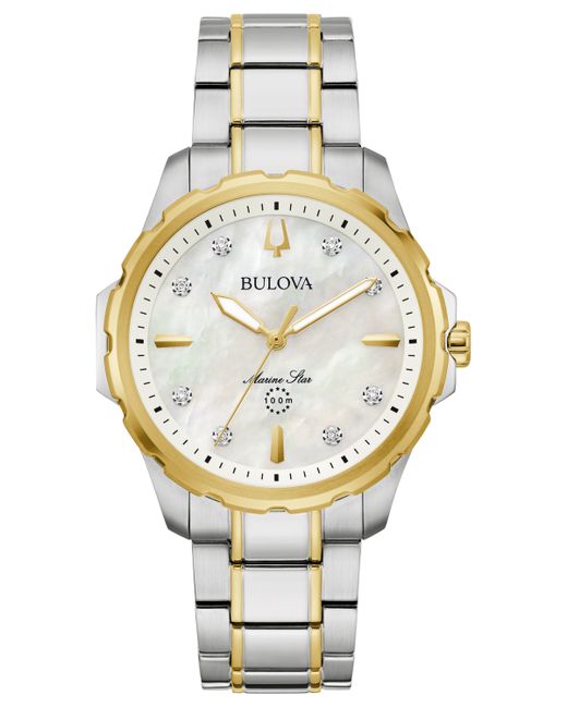 Bulova Marine Star Diamond Accent Stainless Steel Bracelet Watch 36mm