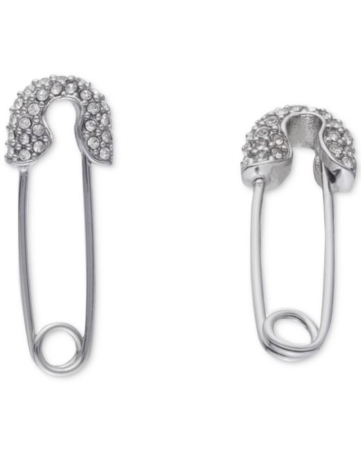 Karl Lagerfeld Pave Safety Pin Drop Earrings