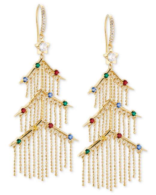 Ava Nadri Tone Crystal Tinsel Tree Chandelier Earrings