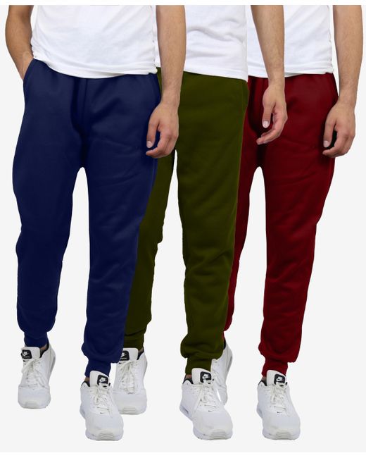 Galaxy By Harvic Slim Fit Heavyweight Classic Fleece Jogger Sweatpants Pack of 3 Olive Burgundy
