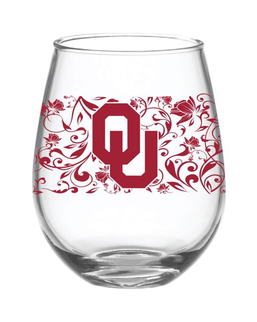 Indigo Falls Oklahoma Sooners 15 Oz Stemless Wine Glass