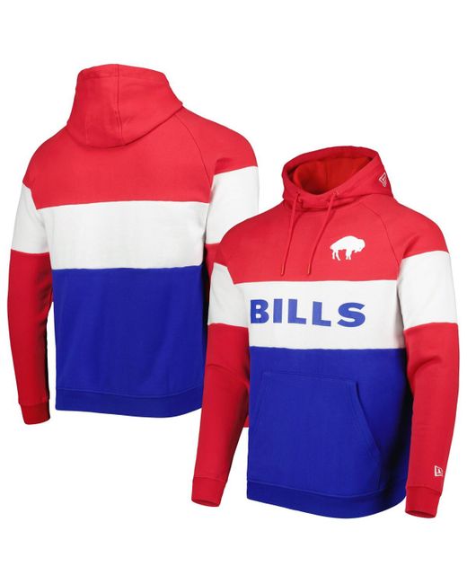 New Era and Buffalo Bills Colorblock Throwback Pullover Hoodie