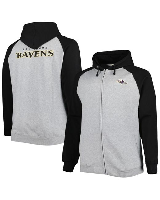 Profile Baltimore Ravens Big and Tall Fleece Raglan Full-Zip Hoodie Jacket