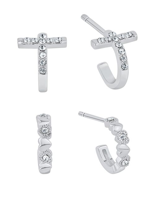 And Now This Crystal Heart And Cross Hoop Earring Set