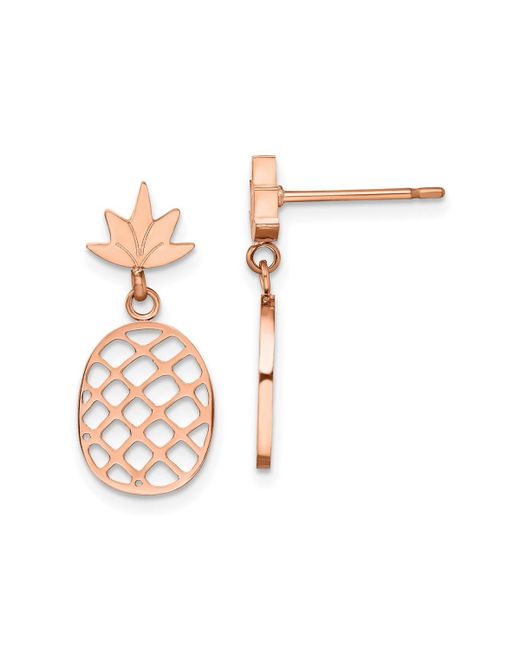 Chisel Polished Rose plated Pineapple Dangle Earrings
