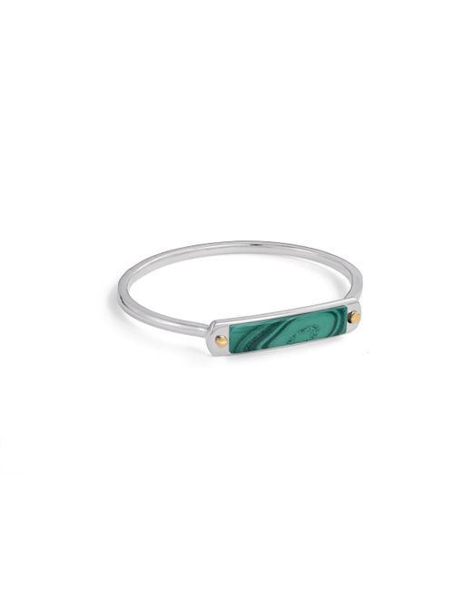 LuvMyJewelry Small Id Design Malachite Gemstone Sterling Silver Cuff Bracelet