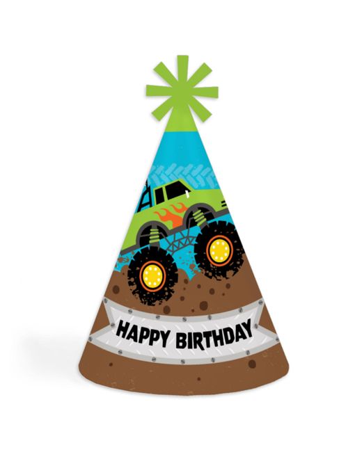 Big Dot Of Happiness Smash and Crash Monster Truck Cone Happy Birthday Party Hats Standard 8 Ct