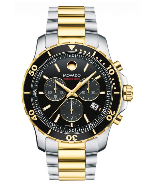 Movado Swiss Chronograph Series 800 Two-Tone Pvd Stainless Steel Bracelet Diver Watch 42mm