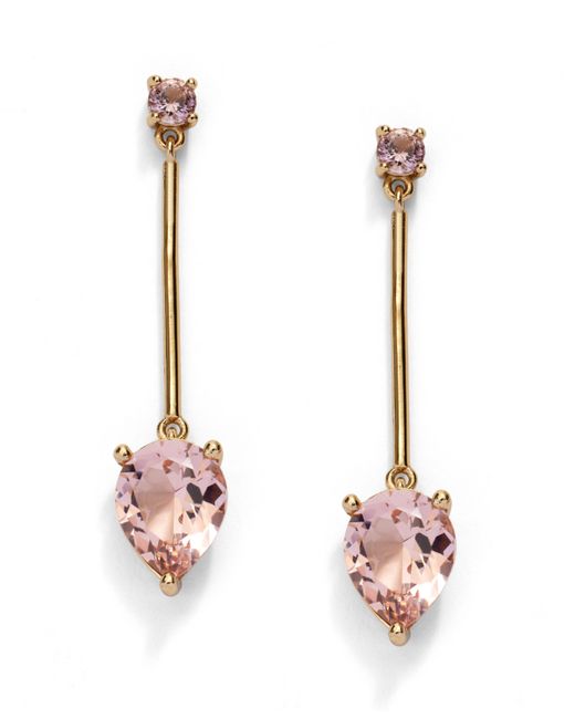 Kleinfeld Cubic Zirconia Pear Bar Drop Earrings Gold