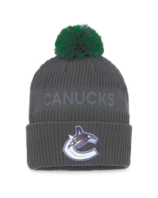 Fanatics Vancouver Canucks Authentic Pro Home Ice Cuffed Knit Hat with Pom