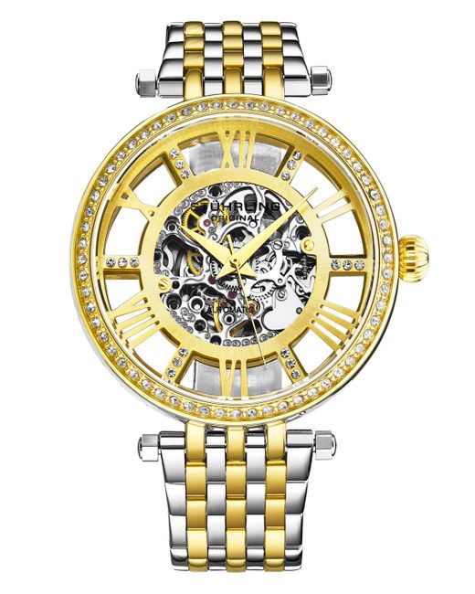 Stuhrling Automatic Gold-Tone and Silver-Tone Stainless Steel Link Bracelet Watch 38mm