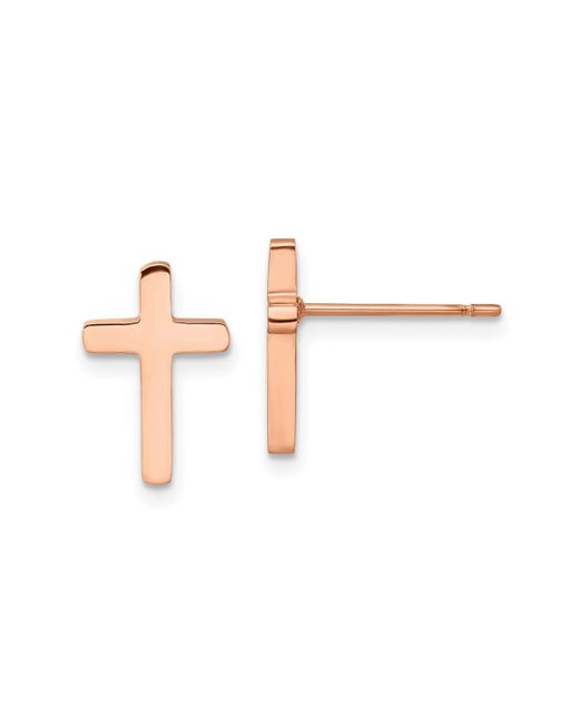Chisel Polished Rose Ip-plated Cross Earrings