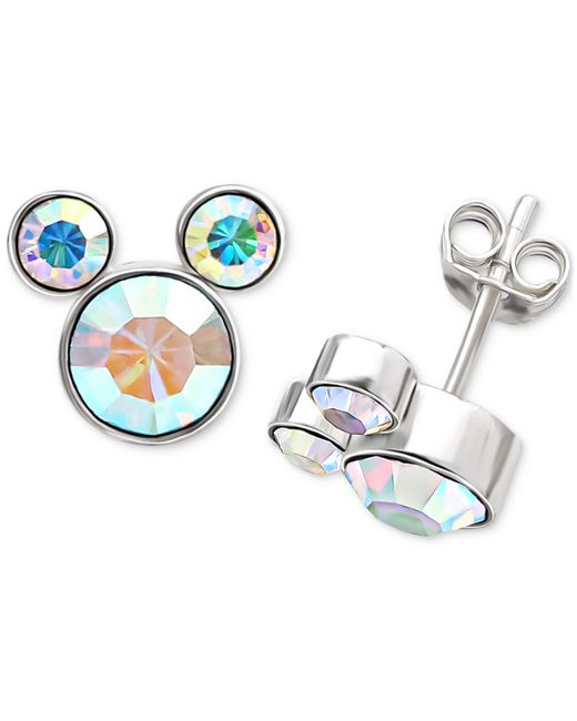 Disney Crystal Mickey Mouse Stud Earrings Sterling