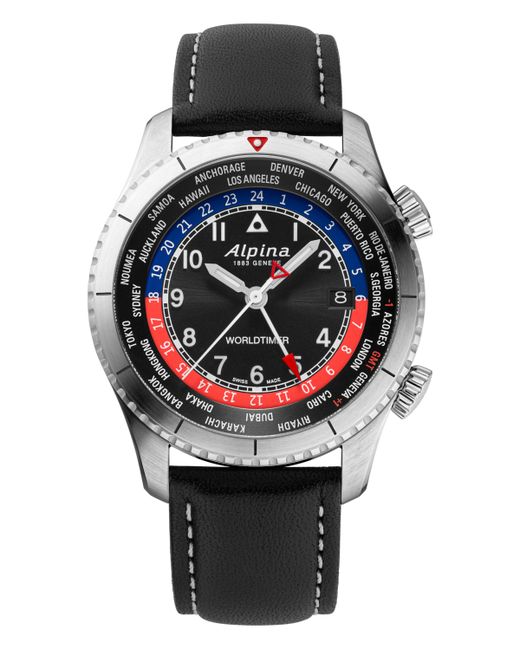 Alpina Swiss Startimer Pilot Leather Strap Watch 41mm