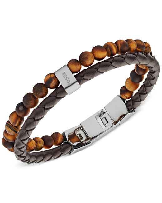 Fossil Tigers Eye and Brown Bracelet