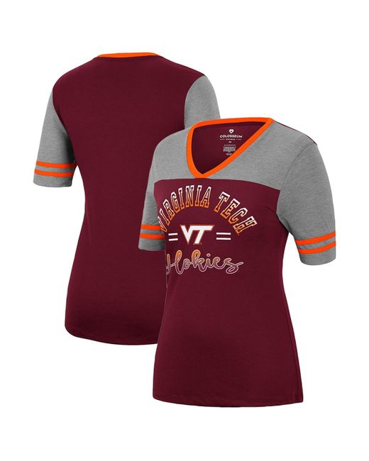 Colosseum Heathered Virginia Tech Hokies There You Are V-Neck T-shirt