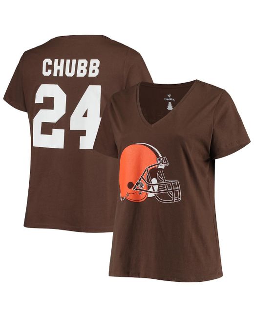 Fanatics Nick Chubb Cleveland Browns Plus Name Number V-Neck T-shirt
