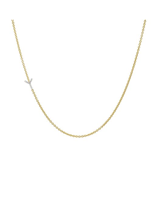 Zoe Lev Diamond Asymmetrical Initial 14K Yellow Gold Necklace