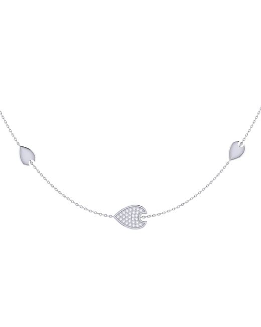 LuvMyJewelry Avani Raindrop Design Layered Sterling Silver Diamond Necklace