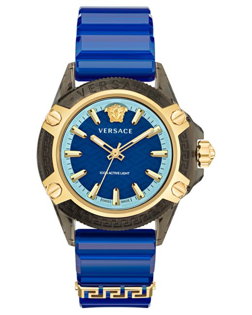Versace Swiss Icon Active Blue Silicone Strap Watch 42mm