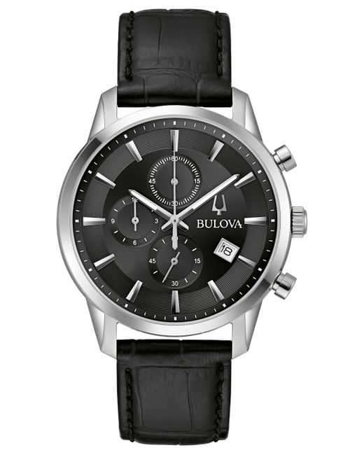Bulova Chronograph Classic Sutton Leather Strap Watch 41mm