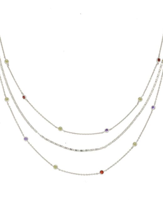 Ettika Rainbow Layered Rhodium Chain Necklace