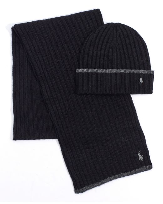 Polo Ralph Lauren Classic Ribbed Hat and Scarf Set