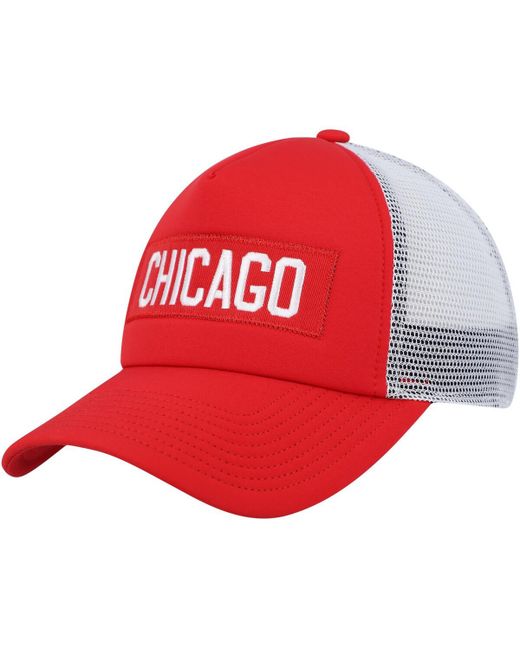 Adidas White Chicago Blackhawks Team Plate Trucker Snapback Hat