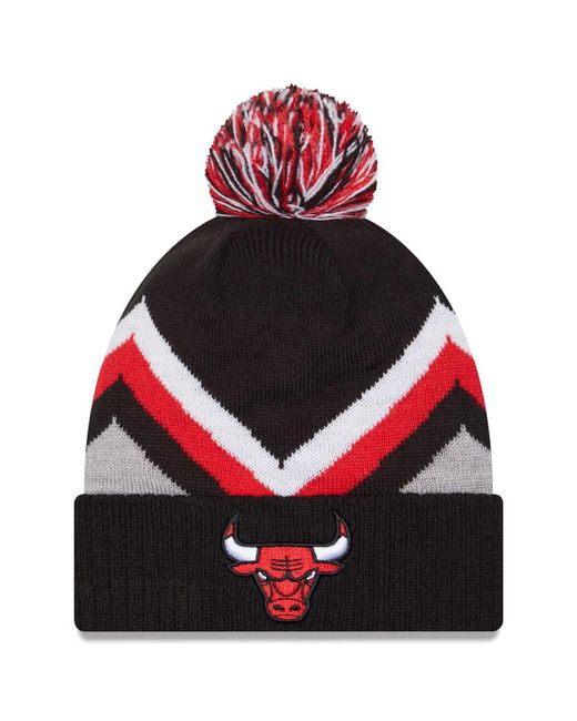 New Era Chicago Bulls Zig Zag Cuffed Knit Hat with Pom