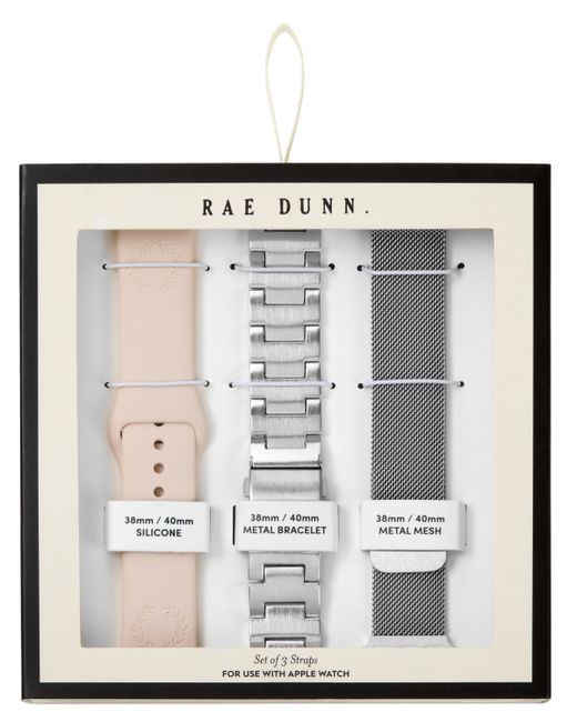 Rae Dunn Silver Mesh Pink Silicone and Alloy Straps Compatible with Apple Watch 38mm 40mm 41mm