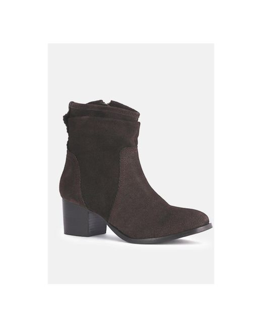 Rag & Co Bowie Stacked Heel Leather Ankle Boots